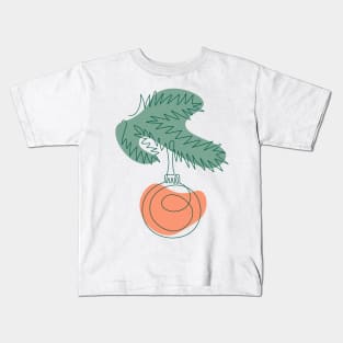 Outline Christmas tree branch with ball decoration and shapes Kids T-Shirt